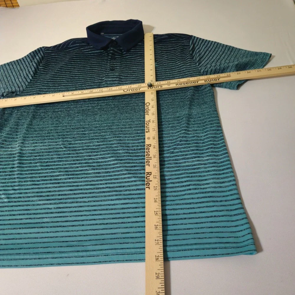 Under Armour Playoff Polo Shirt‎ Mens XL Orange Teal Striped HeatGear Lot 2pc